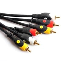 Кабель Audio-Video 3хRCA (тато) =&amp;gt; 3хRCA (тато), GOLD connector, CU, круглий, чорний, 3,0 м, (Пакет) Преміум, Q100