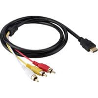 Кабель HDMI (папа)-3RCA (папа), 1.5m , 2 феррита, оплетка, Black / Red, пакет