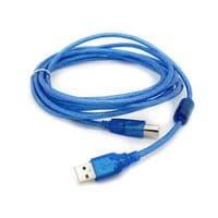 Кабель USB 2.0 RITAR AM / BM, 5.0m, 1 феррит, прозрачный синий
