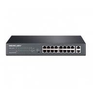 Коммутатор POE Mercury S118PS 16 портов POE 100Мбит + 2 порт Ethernet (UP-Link) 1000Мбит, БП встроенный, крепления в стойку,BOX (294*180*44)