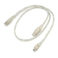 Кабель USB 2.0 AM+AM / mini USB, 0.8m, экран, прозрачный