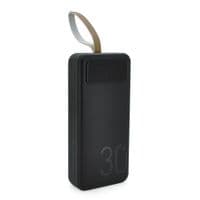 Power bank YM-318KCX 30000mAh, ліхтарик, Вхід: 5V / 2.1A (micro USB, Type-C, Lightning), Вихід: 5V / 2.1A (4хUSB), З 3-мя кабелем власника, пластик, чорний, BOX