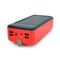 Power bank KKD-8W 80000 mAh Solar, ліхтарик, Вхід: 5V / 2.1A(microUSB, TypeC, Lightning), Вихід: 5V / 2.1A(4xUSB), пластик, Red, BOX