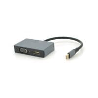 Хаб Type-C(тато) алюмінієвий, HDMI(мама)+VGA(мама), 23cm, Silver