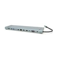Хаб-конвертор 12 в 1 Type-C (папа) на Type-C(мама)+2*USB2.0(мама)+USB3.0(мама)+2*HDMI(мама)+VGA(мама)+SD / TF+RJ45+ jack3.5 (мама)+PD, 10cm, Silver, Box