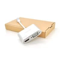 Хаб-конвертор VEGGIEG Type-C (тато) на VGA(мама) + HDMI(мама), 10 см, Silver, Box