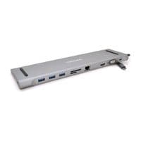 Хаб-конвертор VEGGIEG TC10 Type-C (тато) на Type-C (мама) + USB3.0 * 3 (мама) + HDMI (мама) + VGA (мама) + jack3.5 (мама) + SD / TF + RJ45 , 10 см, Silver, Box