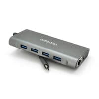 Хаб-конвертор VEGGIEG TC11-S Type-C (тато) на Type-C (мама) + USB3.0 * 3 (мама) + HDMI (мама) + jack3.5 (мама) + SD / TF + RJ45, 10 см , Silver, Box