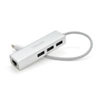 Хаб-конвертор Type-C to Ethernet VEGGIEG U3J-3C-S - Сетевой адаптер 100 / 100Mbps с проводом + 3 порта USB3.0, White, Metal, Blister-Box