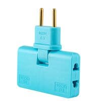 Трійник + перехідник 3 in 1, UK/US-EU, 220В, 10А, поворотний 180, Blue
