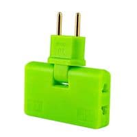Трійник + перехідник 3 in 1, UK/US-EU, 220В, 10А, поворотний 180, Green
