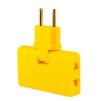 Трійник + перехідник 3 in 1, UK/US-EU, 220В, 10А, поворотний 180, Yellow