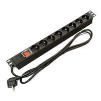 Блок 19" на 8 роз. нім. станд., 16А, 1U, з вимикачем, шнур 1.8 м