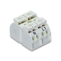 Клеммный блок, 2Px4х1.5...4мм2, для медн. пер.(N-L1), белый., WAGO