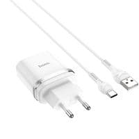 МЗП  1USB Hoco C12Q White (3A) + кабель USB Type-C