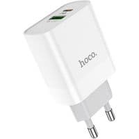 СЗУ 1USB +Type-C Hoco C80A QC3.0 White + Кабель Type-C to Type-C