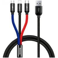 USB Cable Baseus Three Primary Colors 3-in-1 (CAMLT-BSY01) (MicroUSB/Lightning/Type-C) Black 1.2m