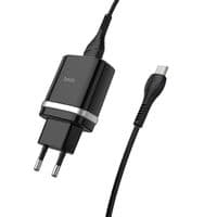 МЗП 1USB Hoco C12Q Black (3A) + USB кабель MicroUSB