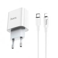 МЗП 1Type-C Hoco C76A PD 20W White + Кабель Type-C на Lightning