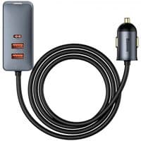 АЗУ 3USB + 1Type-C Share Together Fast Car Charger with Extension Cord 120W (CCBT-B0G) Grey