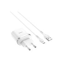 МЗП 1USB Hoco C12Q White (3A) + USB кабель MicroUSB