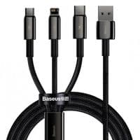 USB Cable Baseus Tungsten Gold One-for-three USB to M+L+C 3.5A (CAMLTWJ-01) Black 1.5m