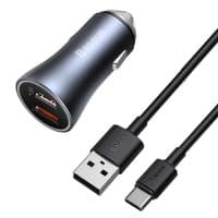АЗУ 2USB Baseus Golden Contactor Pro 40W (TZCCJD-A0G) Dark Grey + Cable USB to Type-C 1m