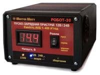 Пуско-зарядний ЗП РОБОТ-30 для акумуляторів 12/24V (1-400Ah) (MF, WET, AGM, GEL, CA / CA), 160-245V, Струм заряду 20А, крокодили в комплекті