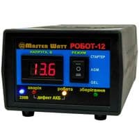 Інтелектуальне ЗУ РОБОТ-12 десульфат для акумулятора 12V (1-200Ah) (MF, WET, AGM, GEL, CA / CA), 160-245V, Струм заряду 12,5А, крокодили в комплекті