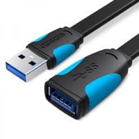 Удлинитель Vention Flat USB-USB 1.5m, Black (VAS-A13-B150)