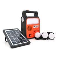 Переносний ліхтар RT902BT+Solar, 1+2 режими, диммер, Радіо+ Bluetooth колонка, вбудований аккум, 3 лампочки 3W, USB вихід, Black / Orange