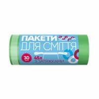Пакеты для мусора Добрая Хозяйка с затяжками зелени 45 л 30 шт. (4820086521901)