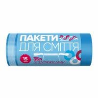 Пакеты для мусора Добрая Хозяйка с затяжками синие 35 л 15 шт. (4820086521734)