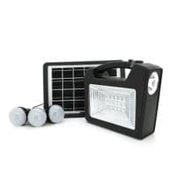 Переносний ліхтар CL25+ Solar, 1+1 режим, 1+15Led, вбудований акум-Powerbank 10000mAh, 3 лампочки 3W, USB вихід, Black, Box
