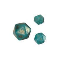 Набор кубиков для настольных игр Q-Workshop RuneQuest Turquoise Gold Expansion Dice (3 шт.) (SRQE97)
