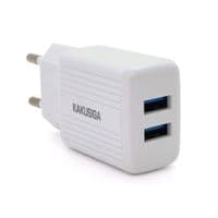 СЗУ AC100-240V iKAKU KSC-368 DILANG, 2xUSB, Output: DC5V / 2.4A (12W), White, Blister-box