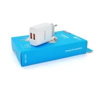СЗУ AC100-240V iKAKU KSC-395 MINGZE, 2xUSB, Output: DC5V / 2.4A (12W), White, Blister-box