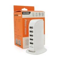СЗУ AC100-240V iKAKU KSC-741 Jufeng Series Desktop, 5xUSB, Output: DC5V / 2.4A (12W), White, Box
