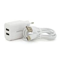 Набор BOROFONE BA37A СЗУ 2xUSB+ кабель Type-C, 2.4A, 1м, White, Box