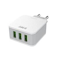 Набор 2 в 1 СЗУ With Micro-Usb Cable 110-240V MY-A303, 3 x USB, 5V / 15W, Output: 5V / 3.1A, White, Blister- box, Q25