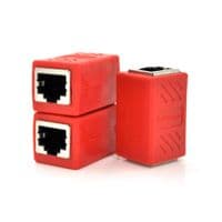 З'єднувач RJ45 8P8C мама/мама RJ45 для з'єднання кабелю, екранований, червоний, Q50