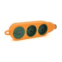Колодка для подовжувача 2 гнізда+2USB без заземлення 16A 220V, Orange, Q100
