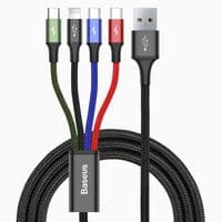 Кабель Baseus Fast 4-in-1 Cable For iP+Type-C(2)+Micro 3.5A 1.2m Black