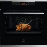 Духовой шкаф Electrolux электрический, 72л, A+, дисплей, конвекция, пиролиз, телескопические направляющие, черный+нерж