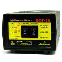 Десульфатирующее ЗУ БОТ-30 для аккумулятора 12 / 24V (25-400Ah) (MF, WET,AGM,GEL,CA / CA), 160-245V,Ток заряда 20А, c функцией пуска