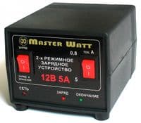 Автоматическое ЗУ для аккумулятора MW-AZU12-5A 12V (4.5-100Ah) (MF,WET,AGM,GEL), 180-245V, Ток заряда режим-0,8А / 5А, крокодилы в комплекте