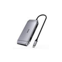 Док-станция USB-C 9-в-1 (HDMI/VGA/картридер/LAN/USB-A), алюминий.
