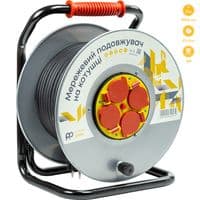 Удлинитель  на котушке PowerPlant 40 м, 3x2.5мм2, 16A, 4 розетки, 100% мідь (JY-20022/40)
