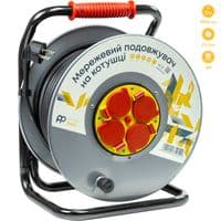 Подовжувач на котушці PowerPlant 50 м, 3x2.5мм2, 16A, 4 розетки, 100% медь (JY-20022/50)