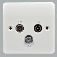 Розетка TV/FM/SAT, 86x86 мм, Logic Plus, белая, MK